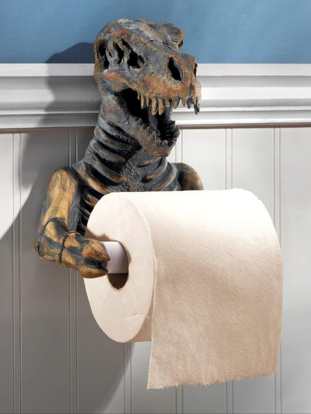 Design Toscano T. Rex Dinosaur Skeleton Bathroom Toilet Paper Holder